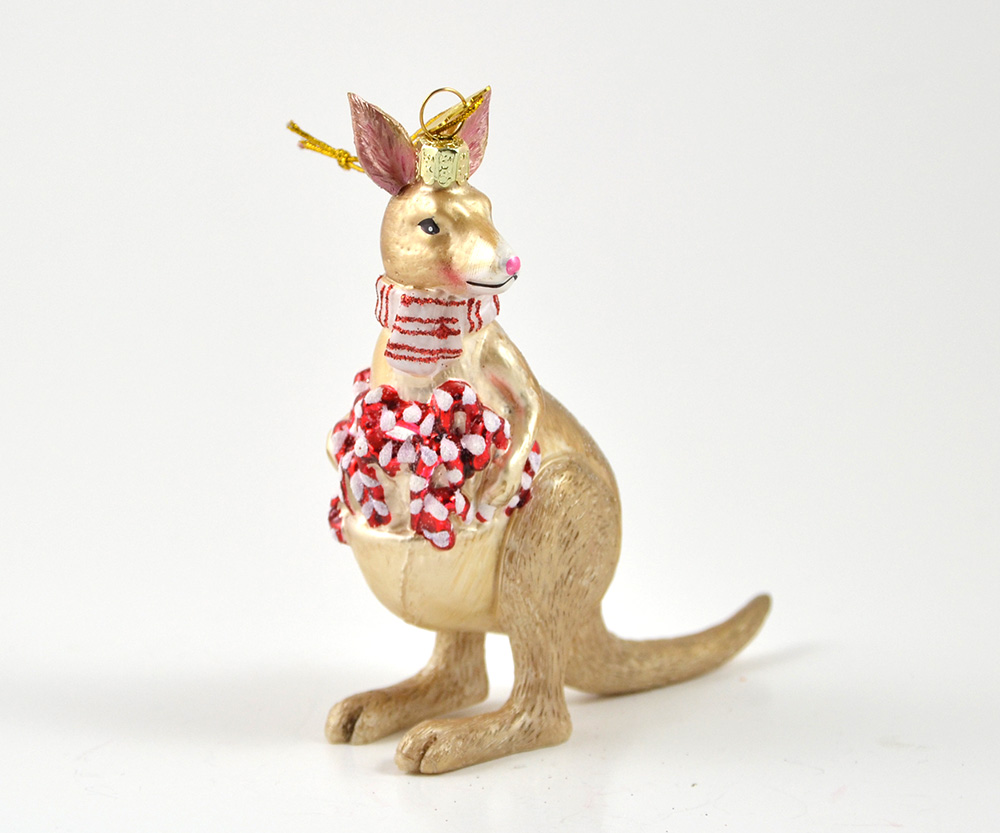 Kænguru med - Håndmalede julekugler i glas Sighs