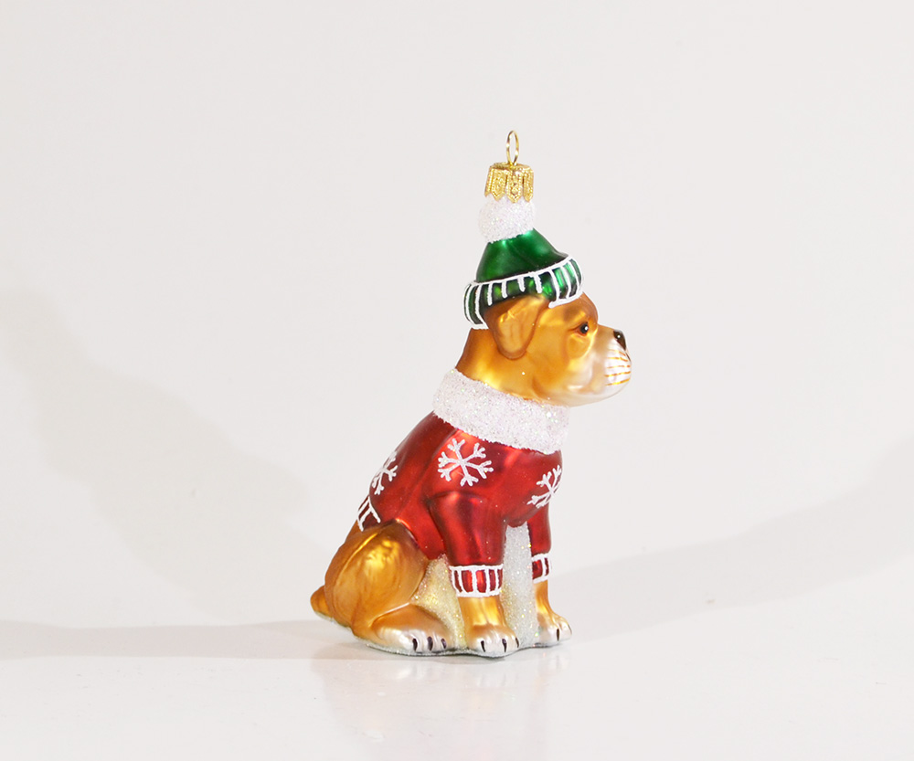 skrå favorit Situation Boxer, hund - Håndmalede julekugler i mundblæst glas | Sighs
